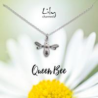Silver Bee Necklace with \'Queen Bee\' Message