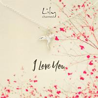 Silver Hummingbird Necklace with \'I Love You\' Message