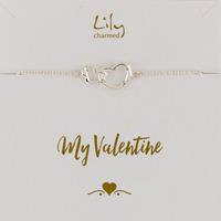 silver linked hearts bracelet with my valentine message