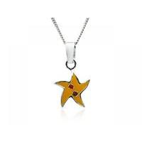 silver star fish pendant on 16 inch chain