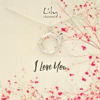 silver butterfly ring necklace with i love you message