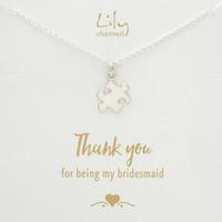 Silver Jigsaw Necklace with \'Thank You Bridesmaid\' Message