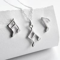Silver Music Note Jewellery Set With Stud Earrings