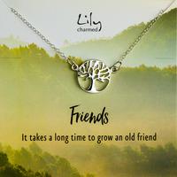 Silver Tree of Life Necklace with \'Friends\' Message