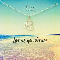 silver shell slice necklace with live as you dream message