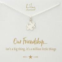 silver jigsaw necklace with friendship message