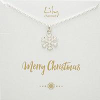 silver snowflake necklace with merry christmas message