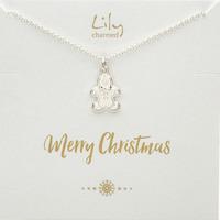 Silver Gingerbread Man Necklace with \'Merry Christmas\' Message