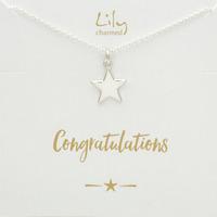 Silver Solid Star Necklace with \'Congratulations\' Message