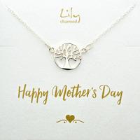 Silver Tree of Life Necklace with \'Mother\'s Day\' Message