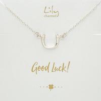 Silver Horseshoe Necklace with \'Good Luck\' Message