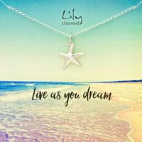 Silver Starfish Necklace with \'Live As You Dream\' Message
