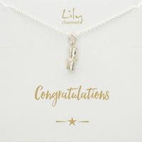 silver scroll necklace with congratulations message