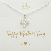 silver tree necklace with mothers day message