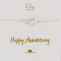Silver Linked Hearts Bracelet with \'Anniversary\' Message