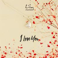 silver warm heart necklace with i love you message
