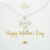 silver bee necklace with mothers day message