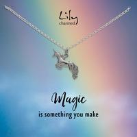 silver unicorn necklace with magic message