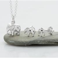 Silver Elephant Jewellery Set With Stud Earrings