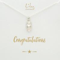 silver owl necklace with congratulations message