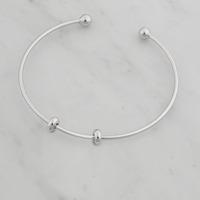 Silver Charm Bangle with Bead Fastening and Silicon Stoppers