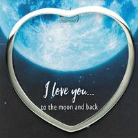 silver heart bangle with moon and back message