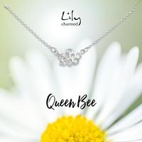 silver honeycomb necklace with queen bee message