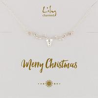 silver stag necklace with merry christmas message