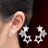 Simple Crystal Adorable Rhinestone Hollow Star Stud Earrings For Women Jewelry Party Earring Brincos Fashion 2017 New
