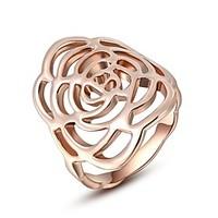 Simple Style Classic Austrian Crystals Rose/White Gold Plated Roses Ring Flower Party Jewelry