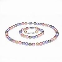 single strand aa pearl necklace bracelet earring set more colors