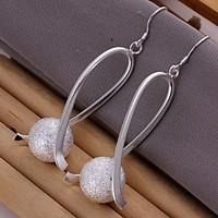 Simple Grinding Ball 925 Silver Drop Earrings(2Pc)