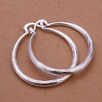 simple wavy circle 925 silver drop earrings2pc