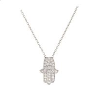 silver cubic zirconia hamsa pendant