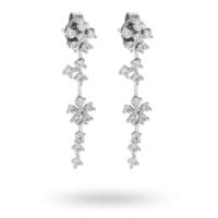 Silver Cubic Zirconia Flowers Drop Earrings