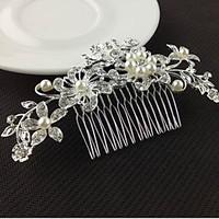 Silver Crystal Pearl Hair Combs for Wedding Party Lady Jewelry