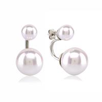 Silver Pearl Front And Back Earrings