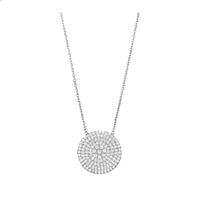 Silver Cubic Zirconia Large Disc Necklace