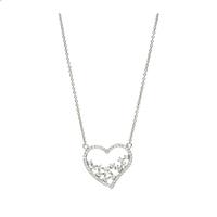 Silver Cubic Zirconia Open Heart Necklace