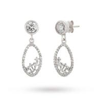 Silver Cubic Zirconia Pear Open Drop Earrings