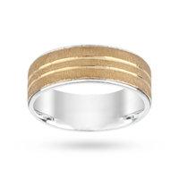 silver and 9 carat gold bonded matt centre wedding ring 8mm