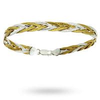 Silver And Yellow Gold Plated Plait Bracelet