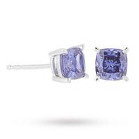 silver blue cubic zirconia cushion stud earrings