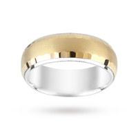 Silver and 9 Carat Gold Bonded Fancy Wedding Ring 7mm