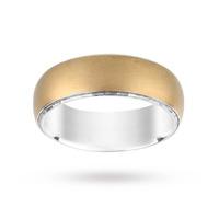 Silver and 9 Carat Gold Bonded Plain Polish Wedding Ring 7mm