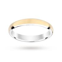 silver and 9 carat gold bonded plain polish wedding ring 35mm