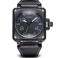 SINOBIBig Square Dial Bronze Antique Watch Men Luxury Brand Fashion Casual Black PU Le Wrist Watch Cool Watch Unique Watch