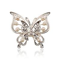 Silver Plating/Imitation Pearls/Rhinestone Brooch Women Butterfly Brooch Wedding/Party 1pc