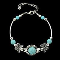 Silver Plated Imitation Turquoise Butterfly Charms Bracelets