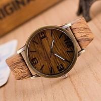 Simulation Wooden Quartz Men Watches Casual Wooden Color Leather Strap Watch Wood Male Wristwatch Wrist Watch Cool Watch Unique Watch Fashion Watch